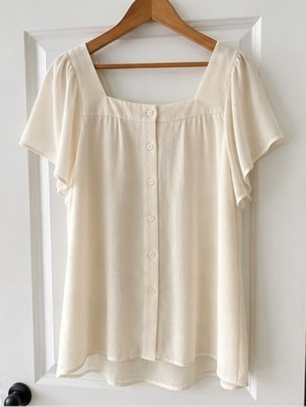 Cream Lace Trim Top